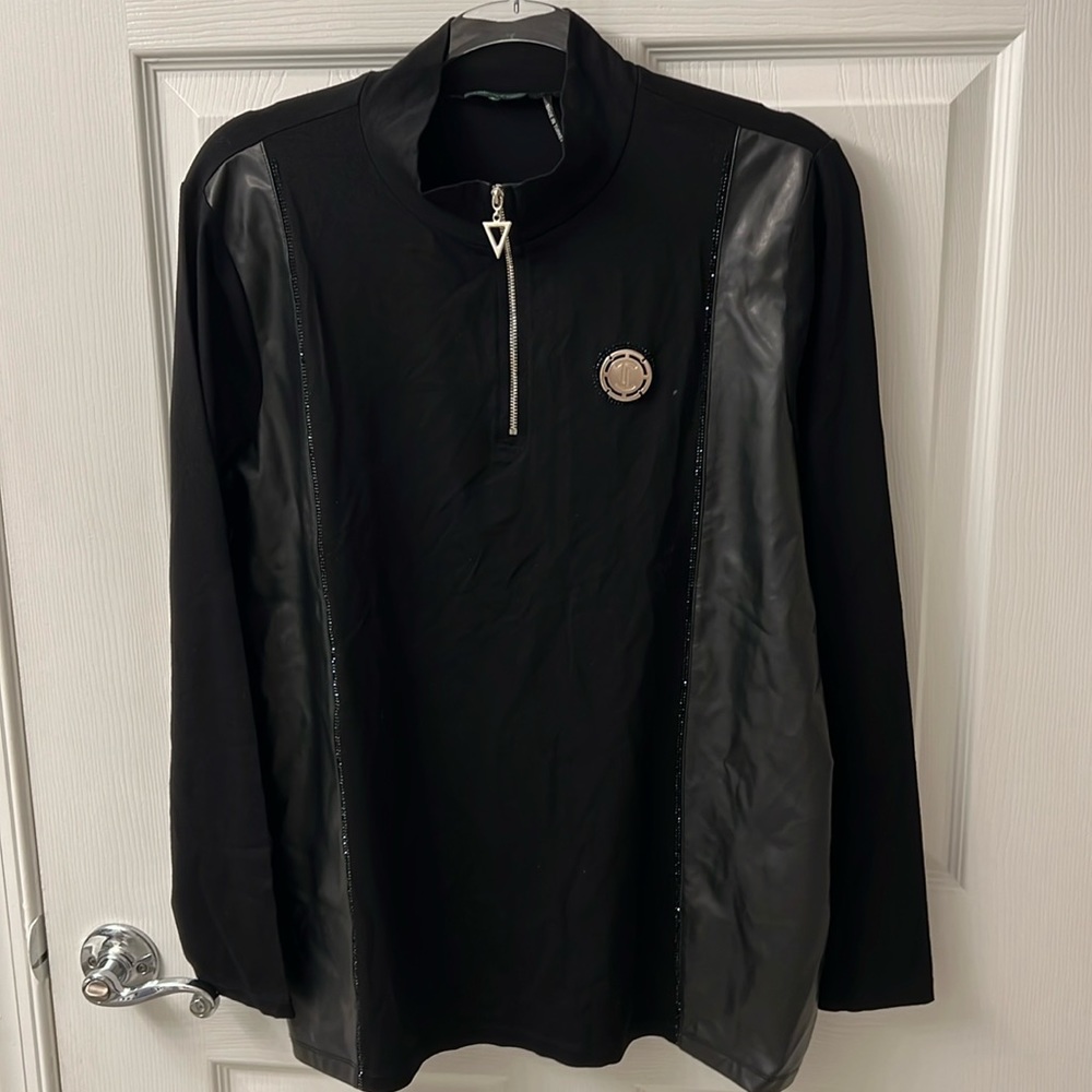 Black Sweater with faux leather details